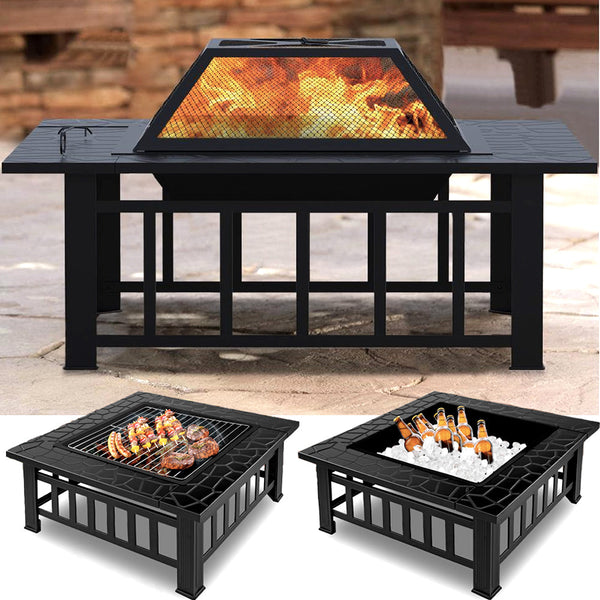 3 in 1 Wood Burning Outdoor Fire Pit Patio Wood Fireplace