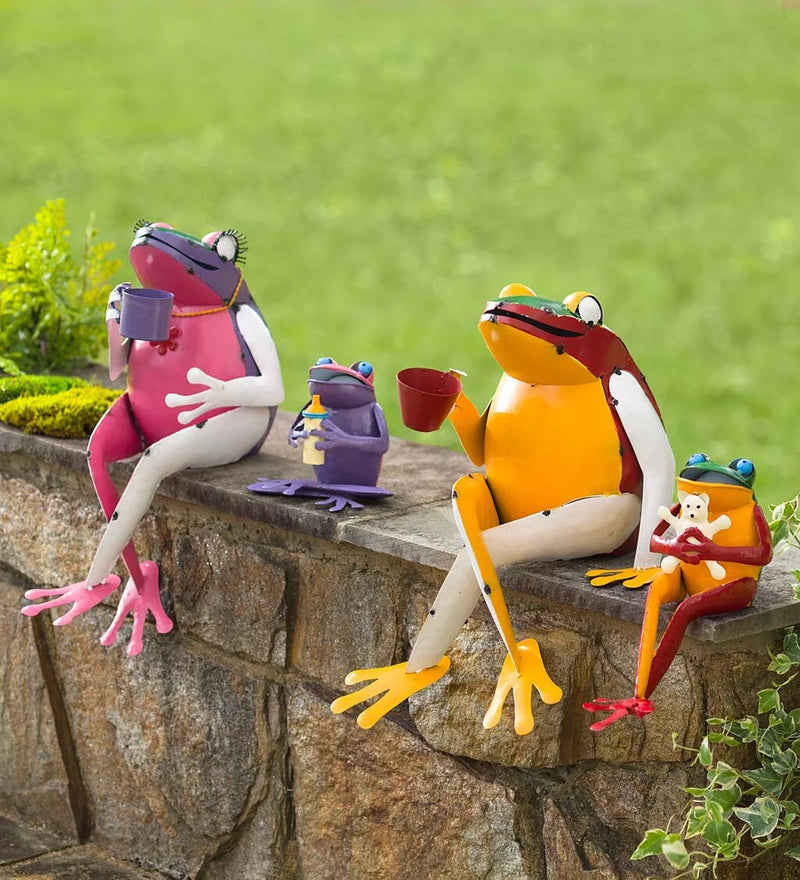 Recycled Metal Tea Frog Garden Art