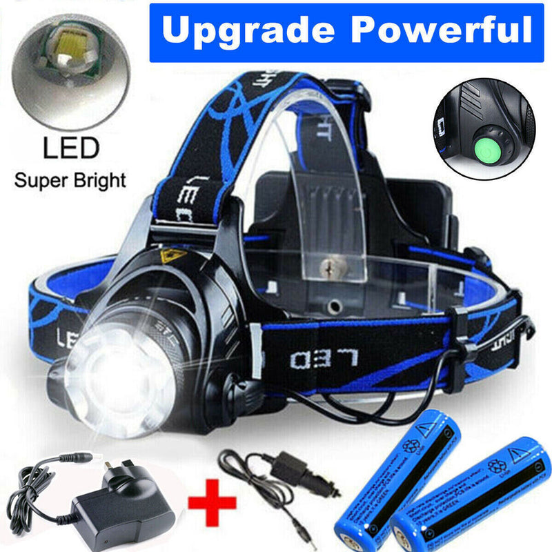 990000LM Rechargeable LED Headlamp Zoomable Tactical Headlight Flashlight