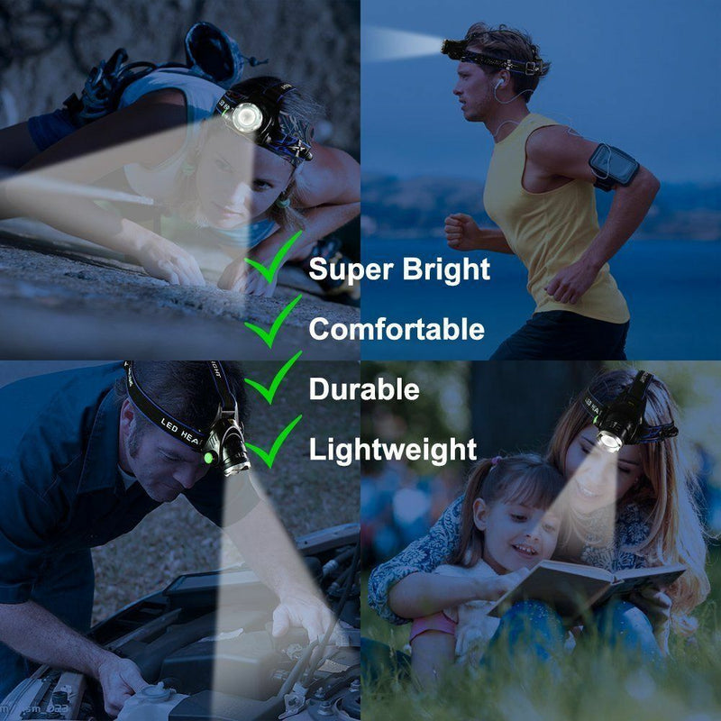 990000LM Rechargeable LED Headlamp Zoomable Tactical Headlight Flashlight