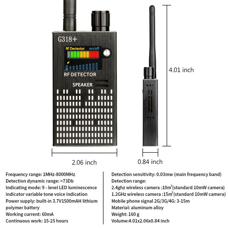 Anti-Spy Signal Bug RF Detector Hidden Camera Laser Lens GSM GPS Device Finder