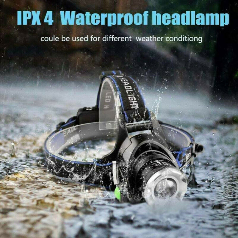 990000LM Rechargeable LED Headlamp Zoomable Tactical Headlight Flashlight