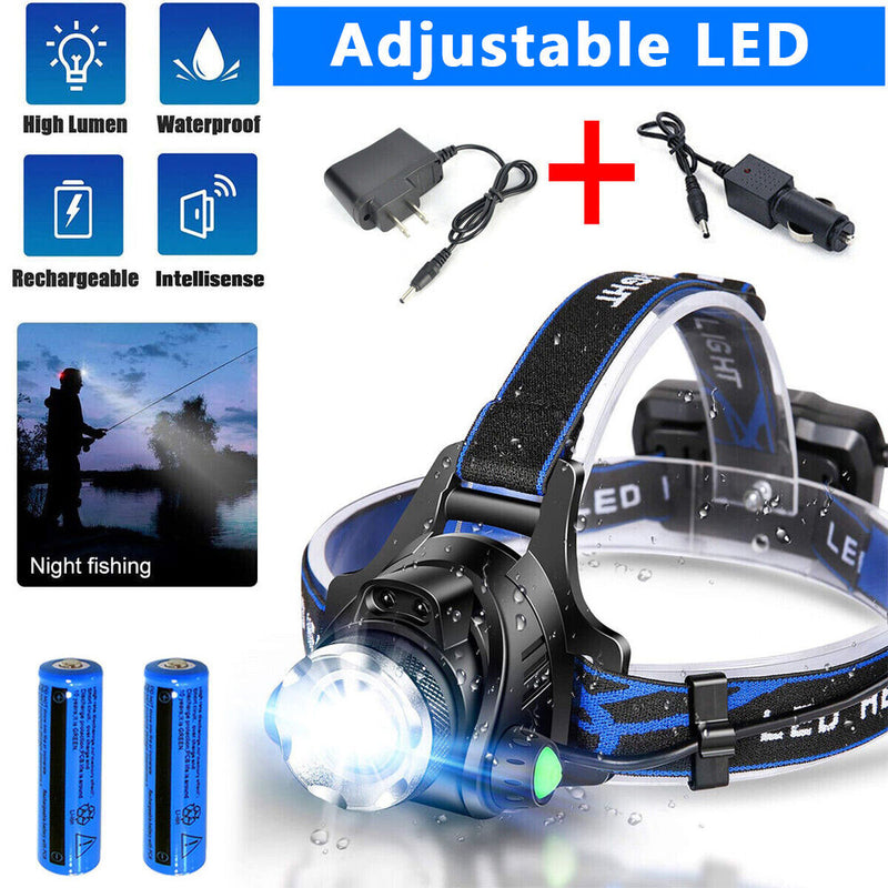 990000LM Rechargeable LED Headlamp Zoomable Tactical Headlight Flashlight