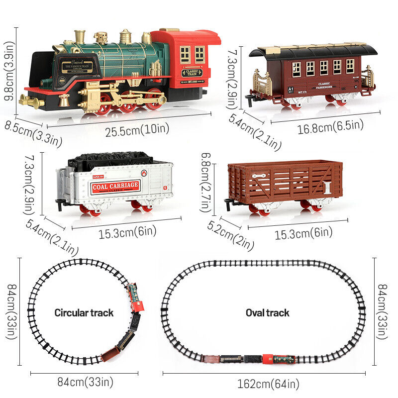 Ferngesteuertes Vintage-Klassiker-RC-Eisenbahn-Spielzeugset mit echtem Rauch, Lichtern und Sound 