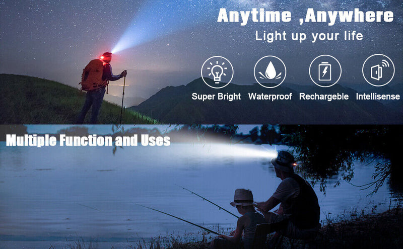 990000LM Rechargeable LED Headlamp Zoomable Tactical Headlight Flashlight