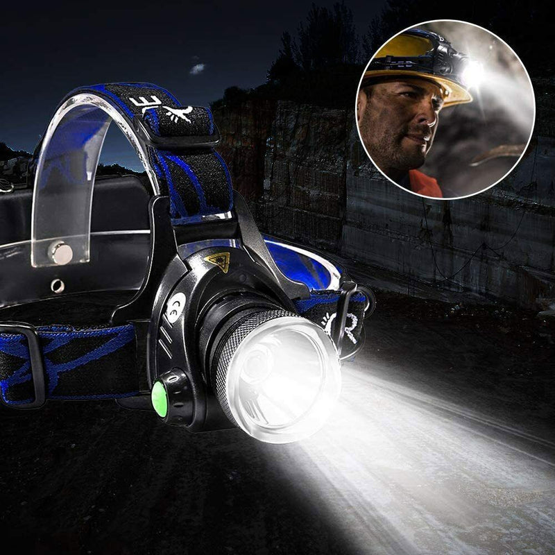 990000LM Rechargeable LED Headlamp Zoomable Tactical Headlight Flashlight